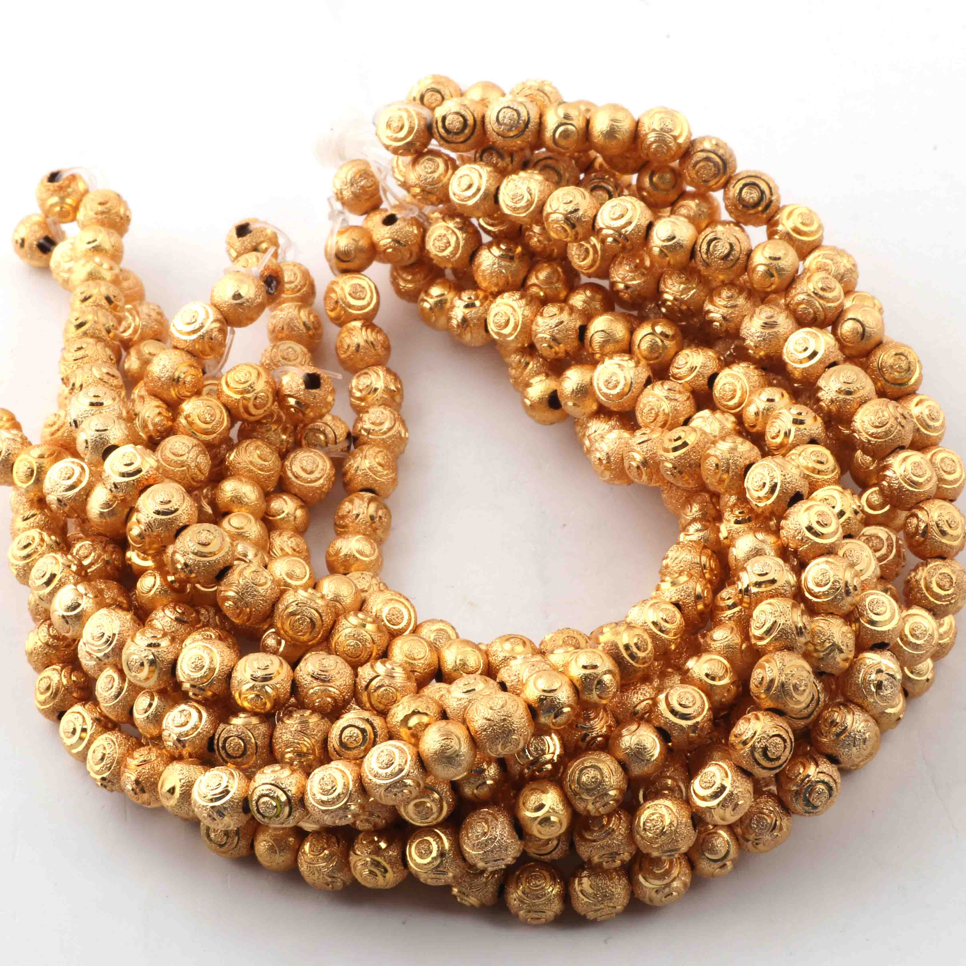 5 Strands Gold Plated Designer Copper Ball Beads, Casting Copper Beads,  Jewelry Making Supplies 6mm 8 inches GPC583